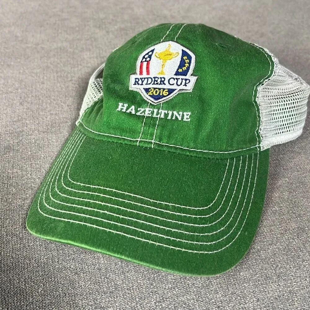 Ahead Ryder Cup 2016 Hazeltine Adjustable Hook and Loop Green Trucker Cap Hat On